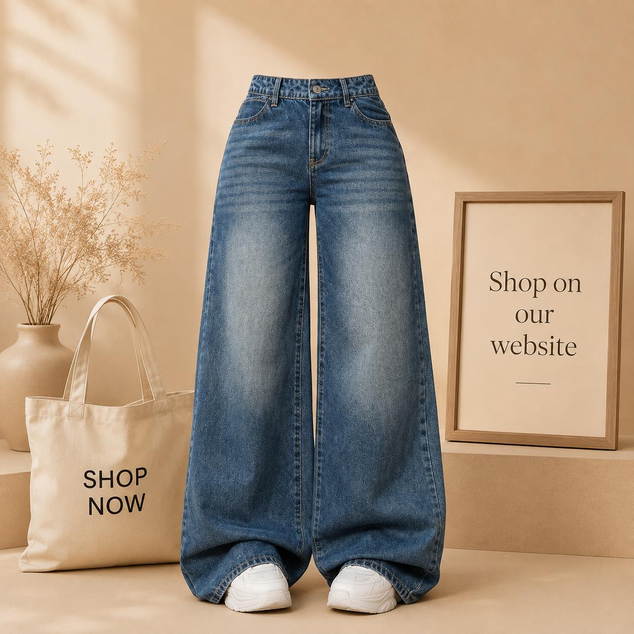 VINTAGE SKY BLUE FDED JEANS