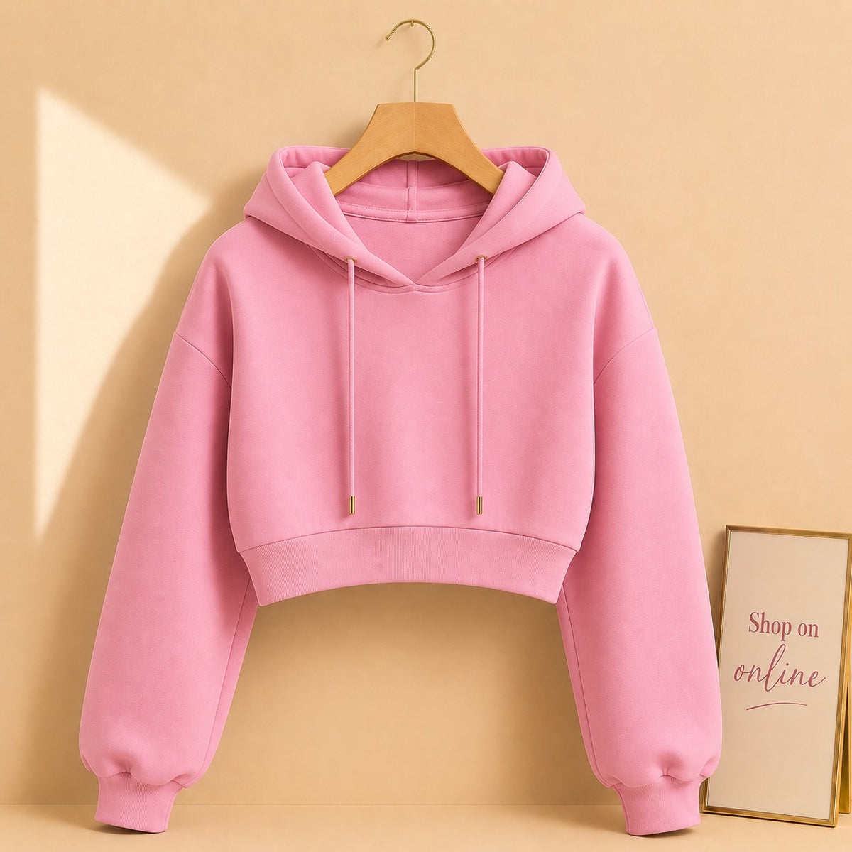 PINK CROP HOOD