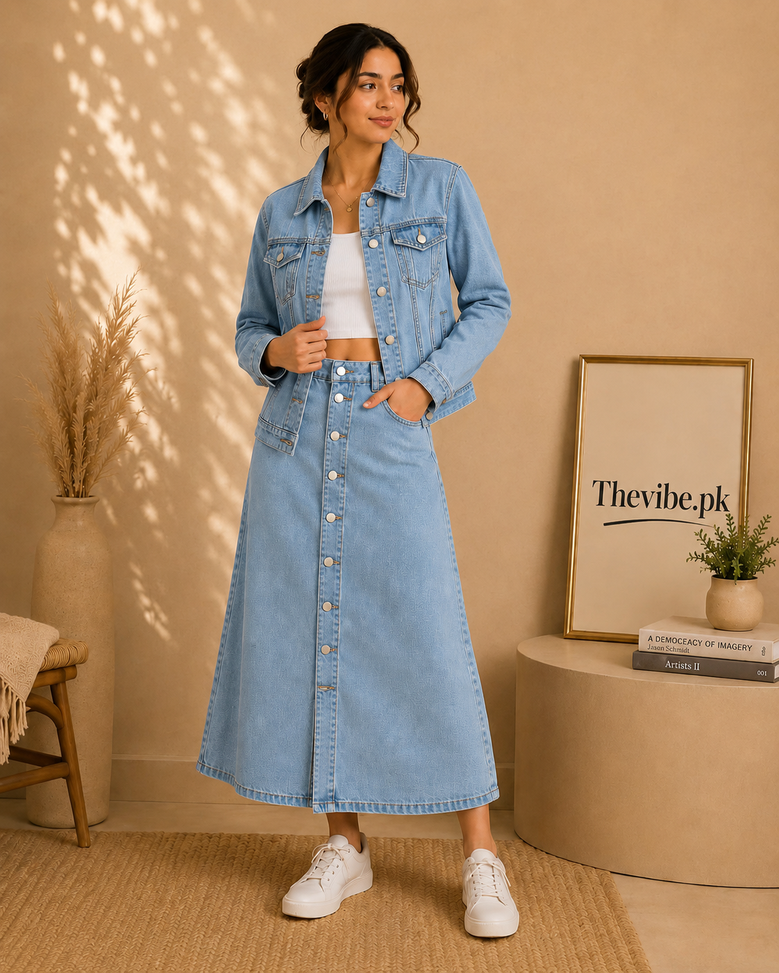 ICE BLUE DENIM JACKET WITH ICE BLUE SHIRT